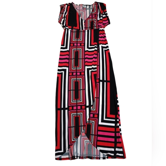 Worthington Dresses & Skirts - Worthington Geometric Maxi Dress in Red, Pink & Black